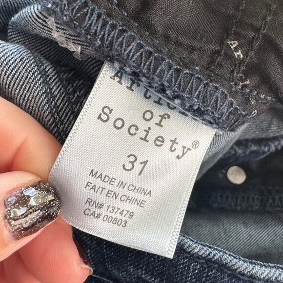 Articles of Society Women's Blue Wash Cropped Flare Jeans Raw Hem Size 31 - Picture 8 of 9